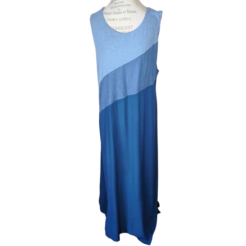 Soft Surroundings Flatter Me Colorblock Maxi Dress Women Plus 3X Blue Sleeveless